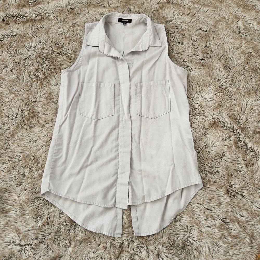 Premise‎ Studio Collared Button Down Chambray Tank Top Size Small